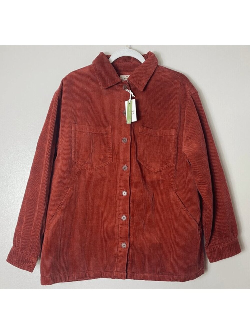Marine Layer Rust Orange Corduroy Shacket Shirt Jacket Hemp Cotton
